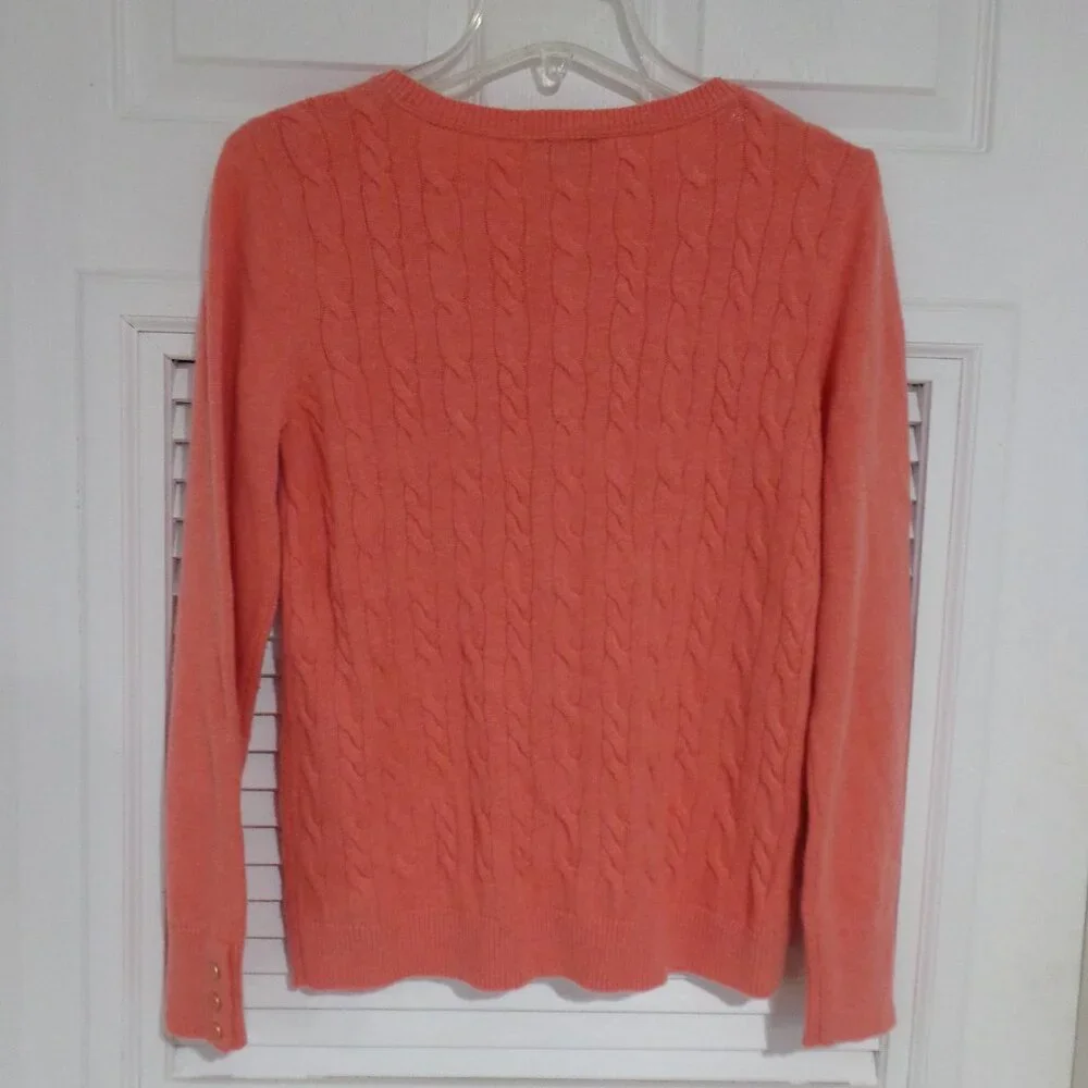 Talbots Women's Cable Knit‎ Sweater Lambswool Blend Melon Color Size L